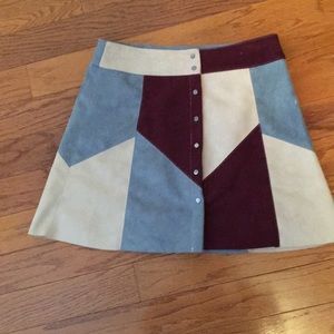 Cute suede color block skirt size M !